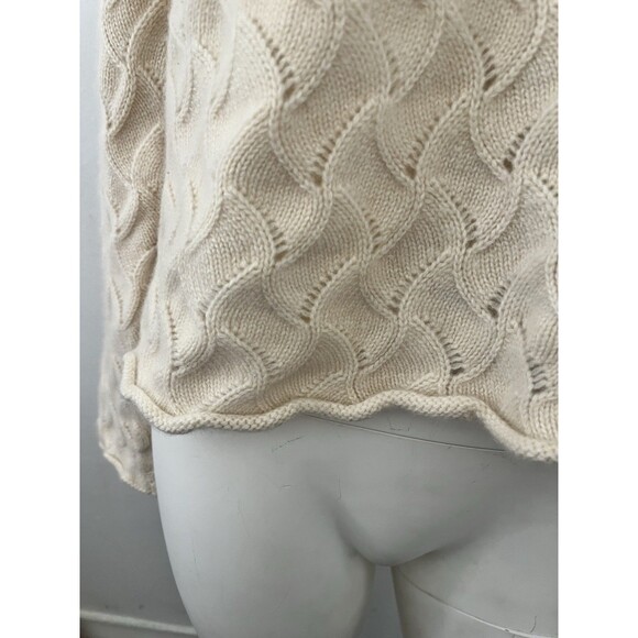 Vintage I Magnin Cashmere Wavy Scoop Neck Pattern Cream Pullover Sweater XL - Picture 5 of 5